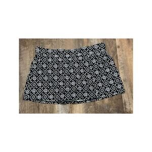 Land's End Swim Skirt black and white geo print size 14